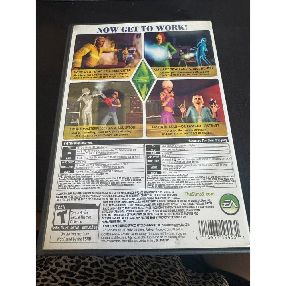 EA The Sims 3: Ambitions Expansion Pack PC/Mac 2010 Simulation T-Teen CIB